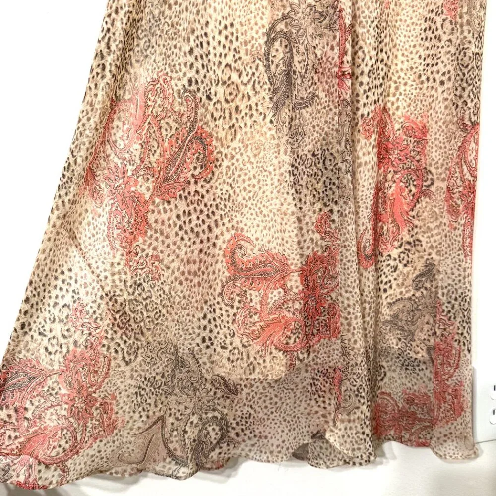 Vtg Y2K Alyn Paige Cheetah Print Paisley Maxi Dress Cowl Neck Chiffon Fairy - Picture 3 of 11